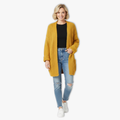 Women's Rib Knit Long Cardigan Sweater Button Front