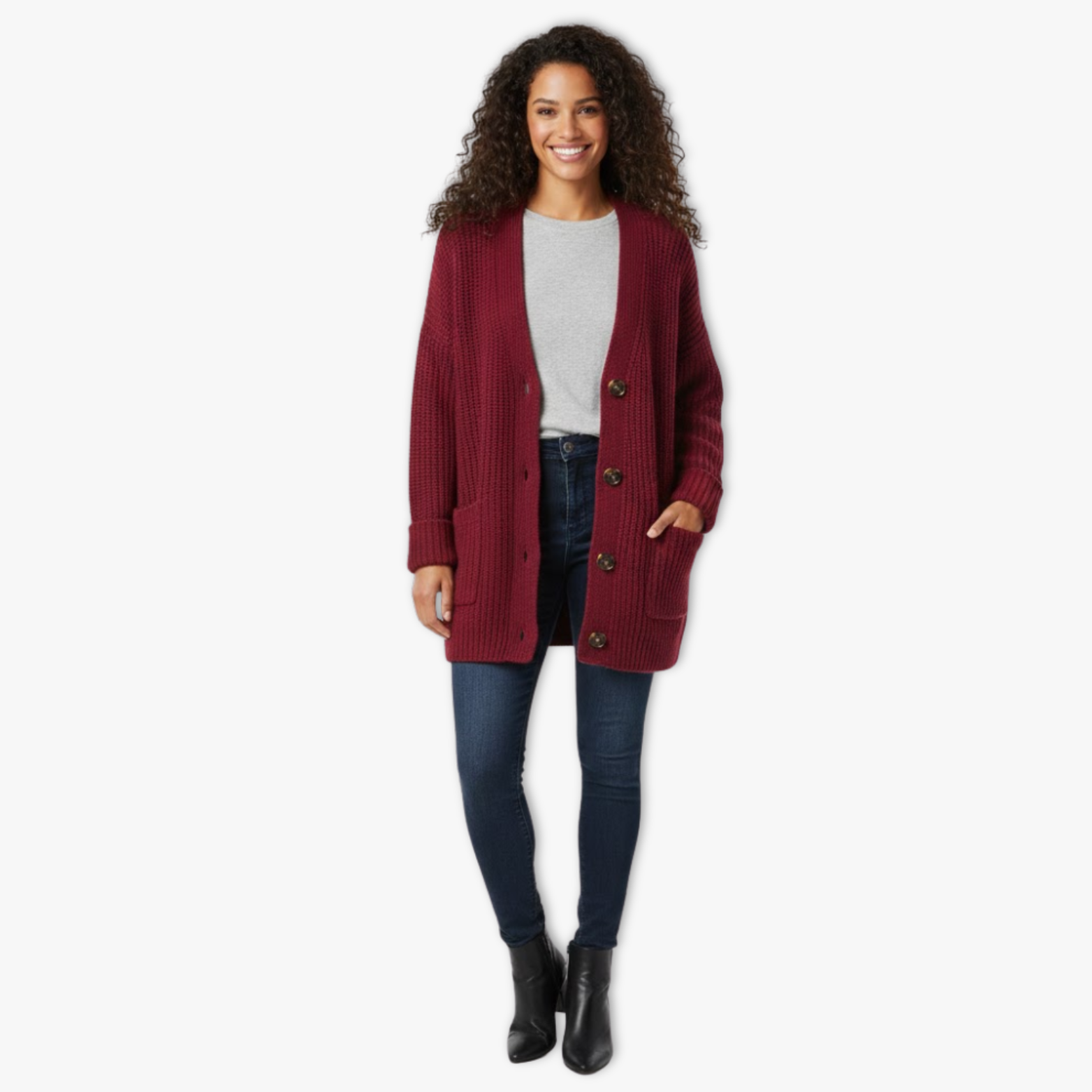 Women's Waffle Knit Long Cardigan Sweater Open Front