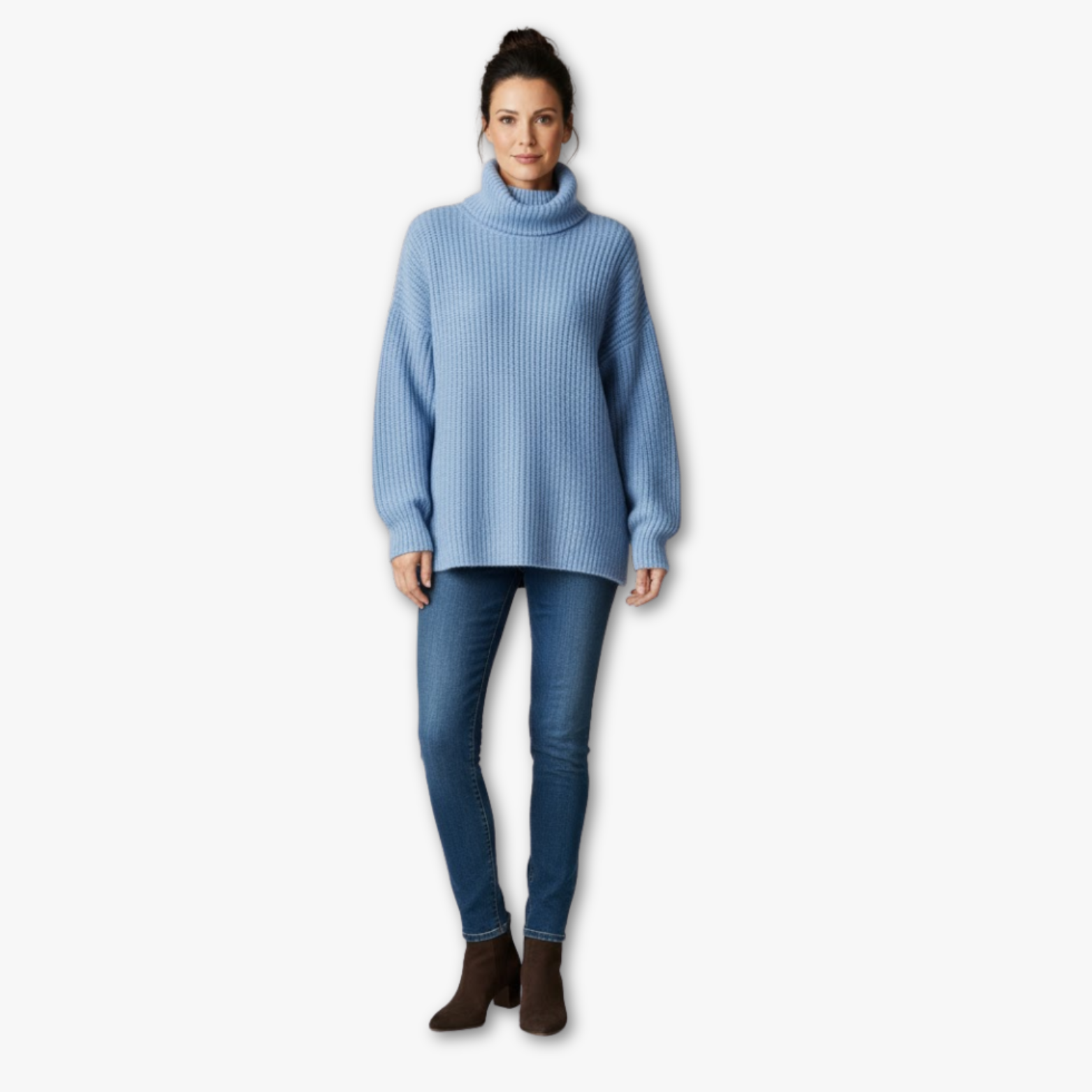 Women’s Oversized Turtleneck Sweater with Ribbed Knit Design