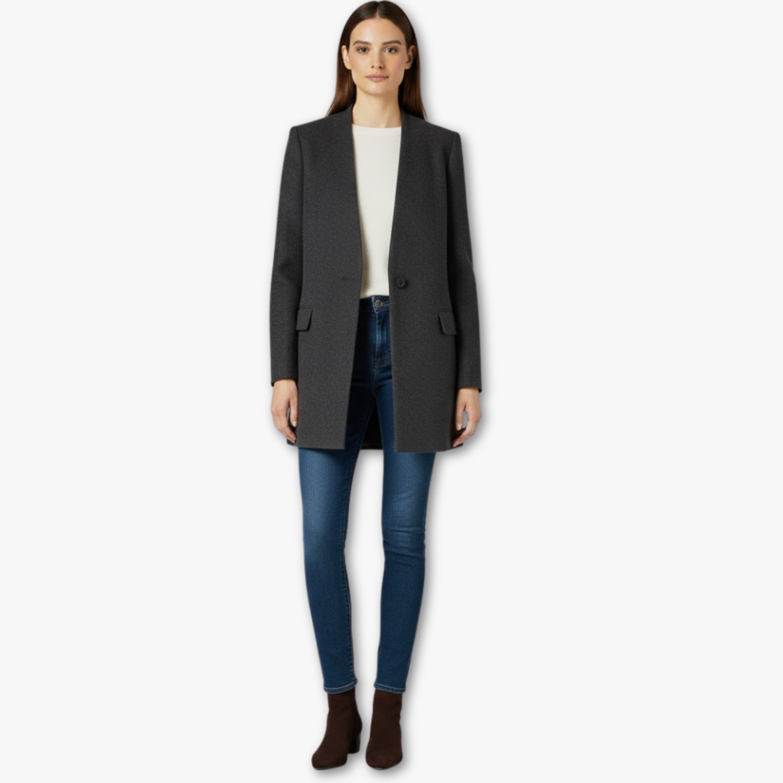 Minimalist wool blend coat for women