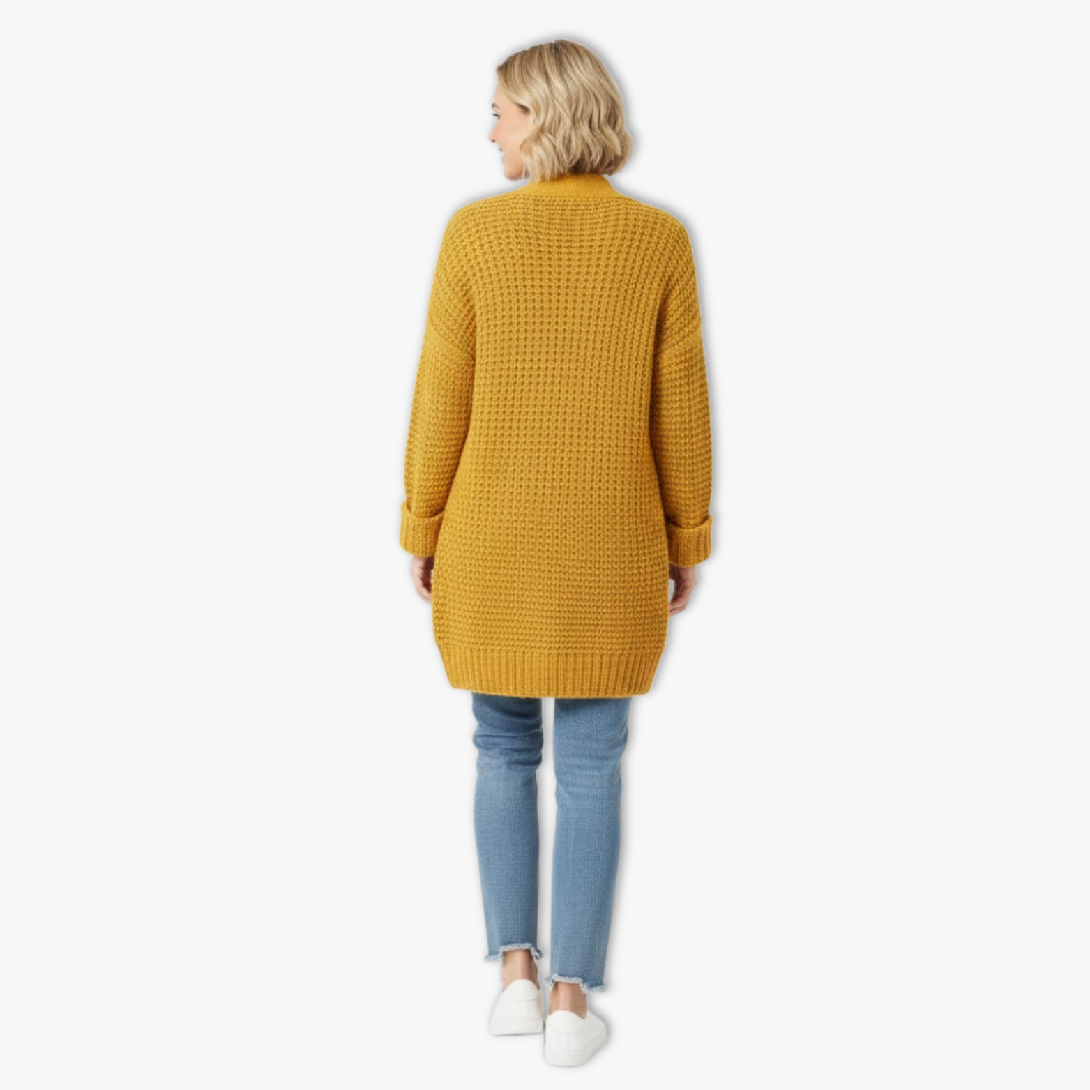 Women's Rib Knit Long Cardigan Sweater Button Front