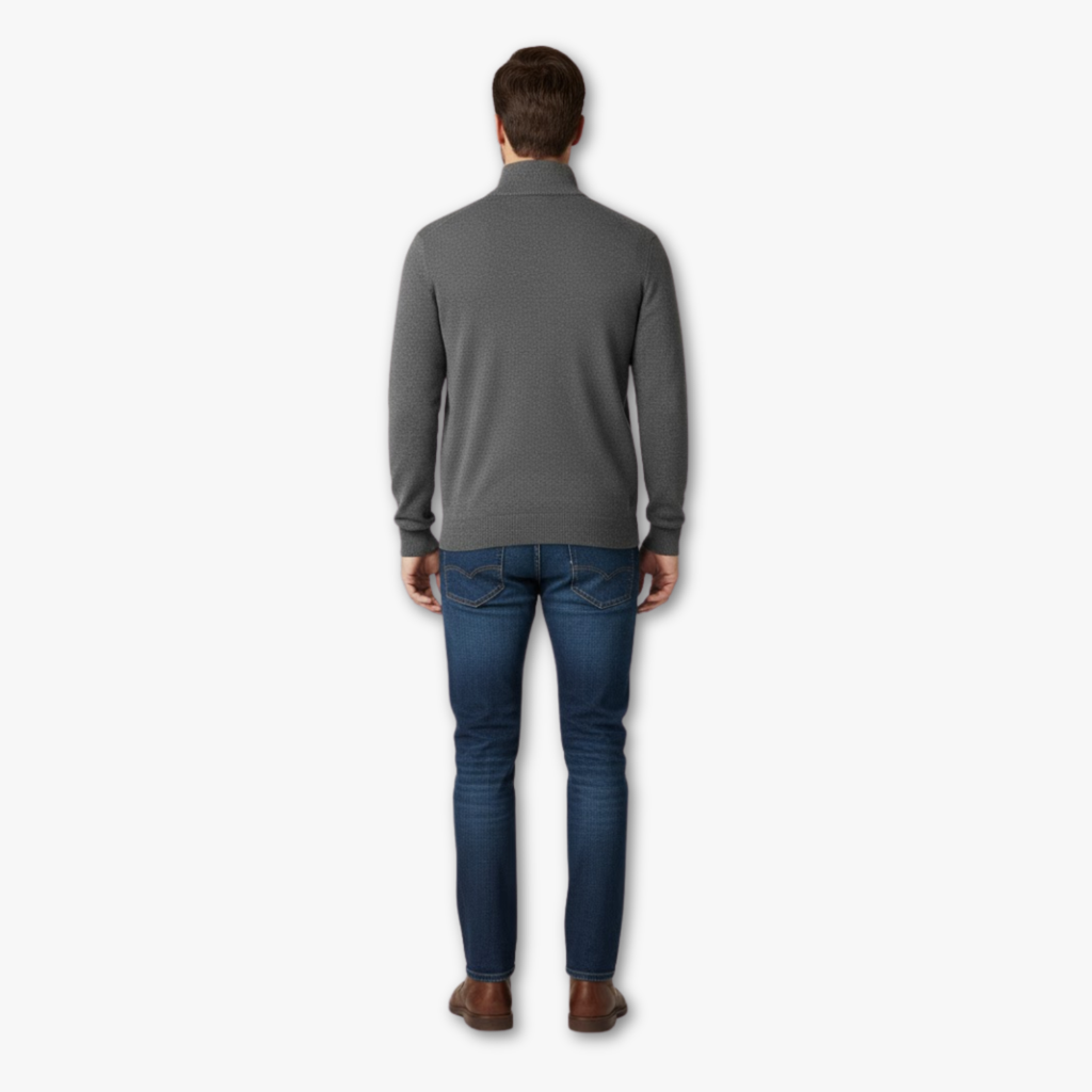 Men’s Half-Zip Knit Sweater with Soft Collar and Classic Fit
