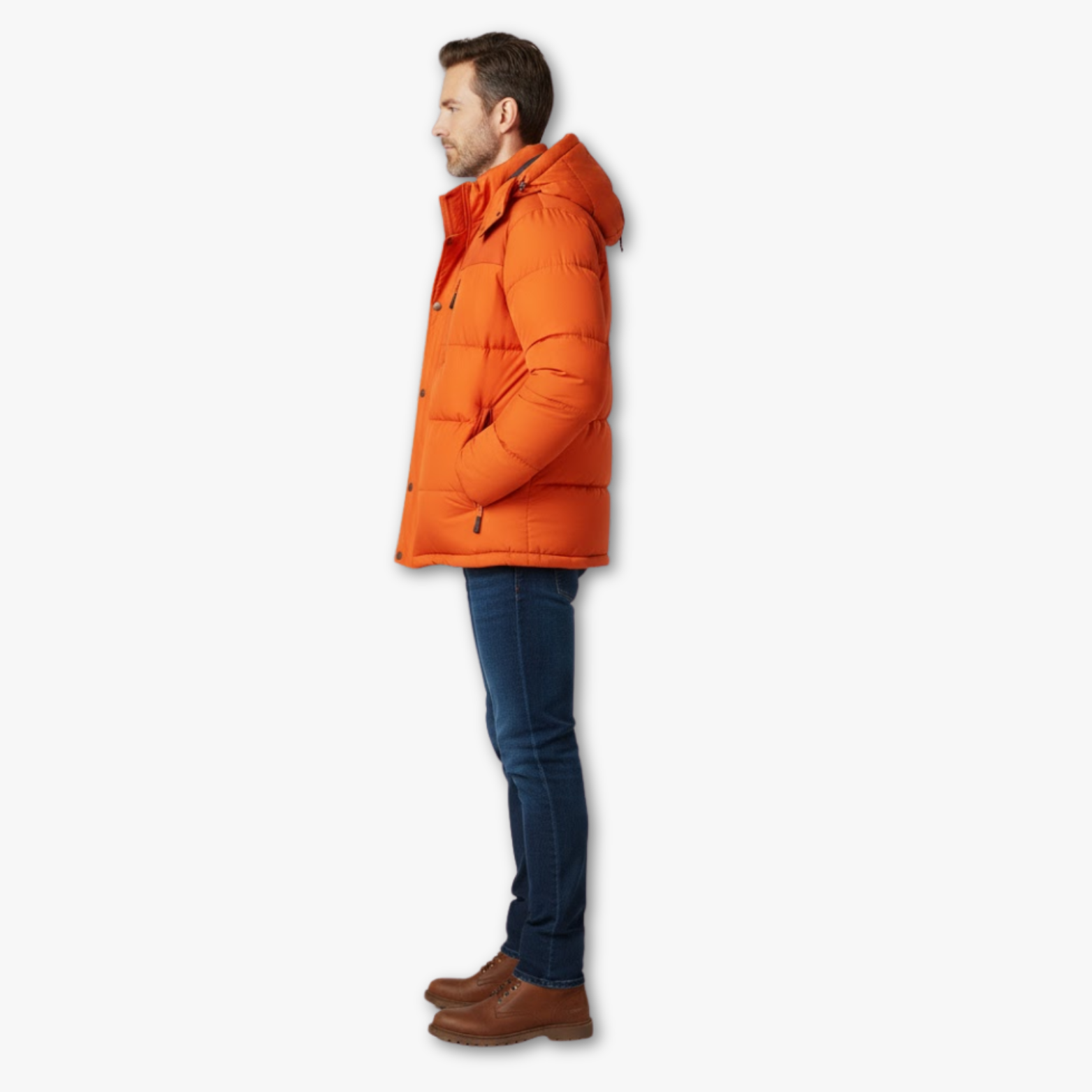 Men’s Winter Puffer Jacket with Hood and Zippered Pockets