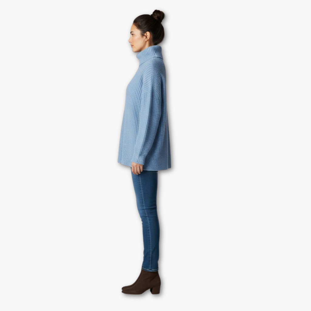 Women’s Oversized Turtleneck Sweater with Ribbed Knit Design