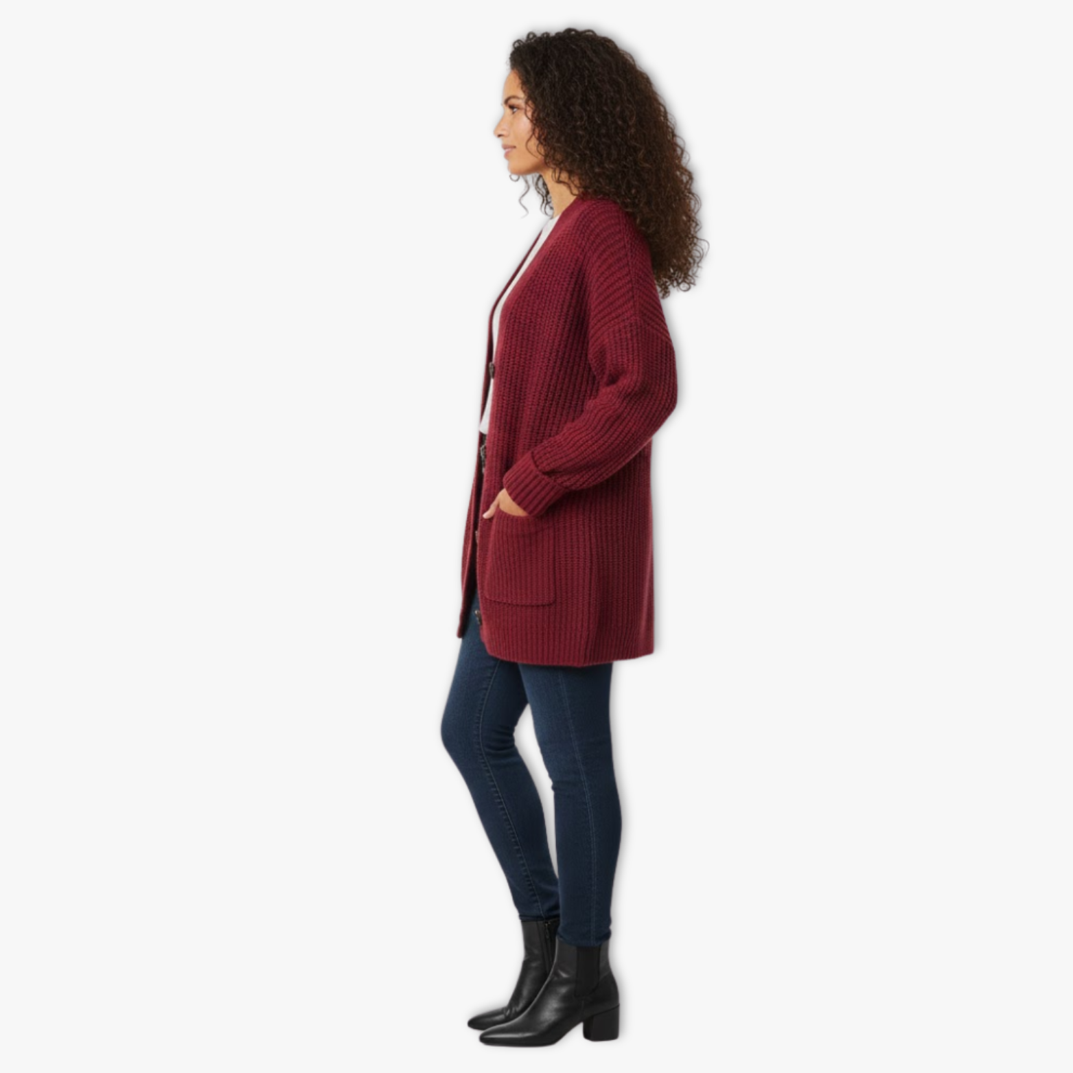 Women's Waffle Knit Long Cardigan Sweater Open Front