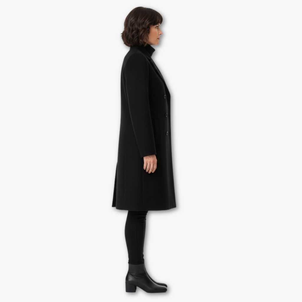 Elegant Double-Breasted Turtleneck Coat for Women