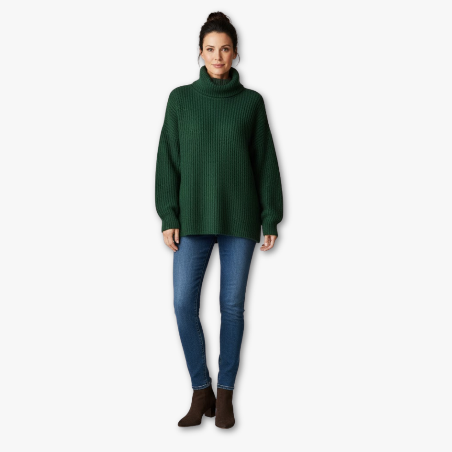 Women’s Oversized Turtleneck Sweater with Ribbed Knit Design
