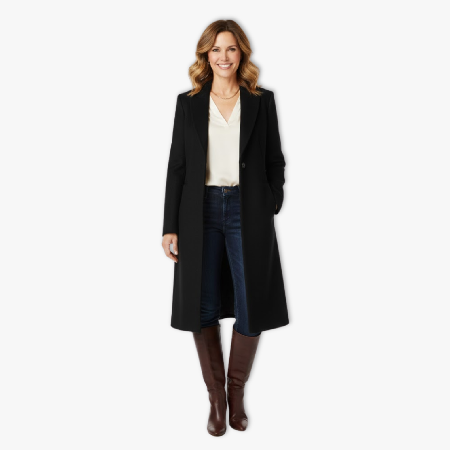 Women's Single Breasted Longline Overcoat Trench Coat