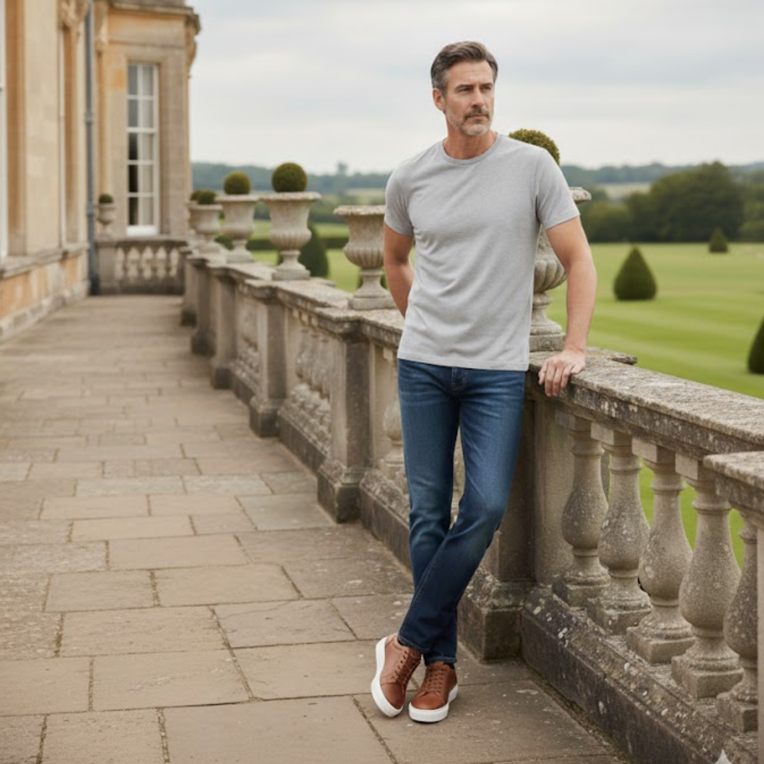 Men’s Casual Leather Sneakers with White Sole and Lace-Up Design